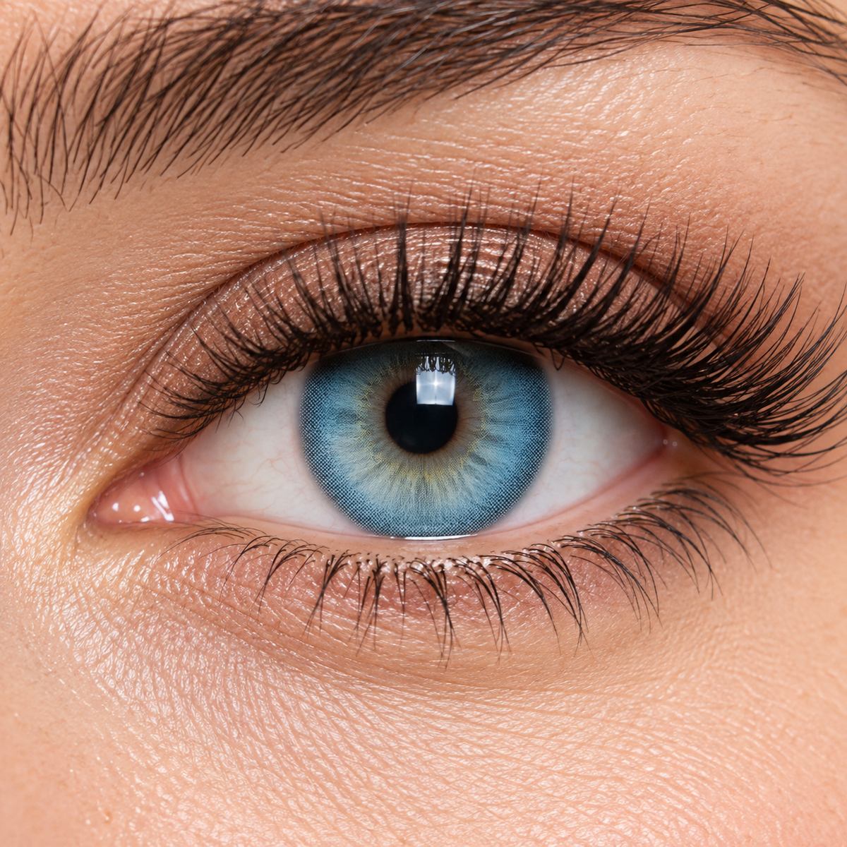 AI-generated illustration of Twilight Blue colored contact lenses
