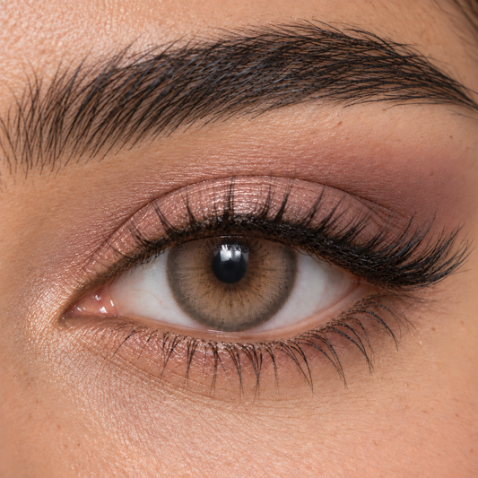 AI-generated illustration of Miss Kandy Twilight Brown colored contact lenses